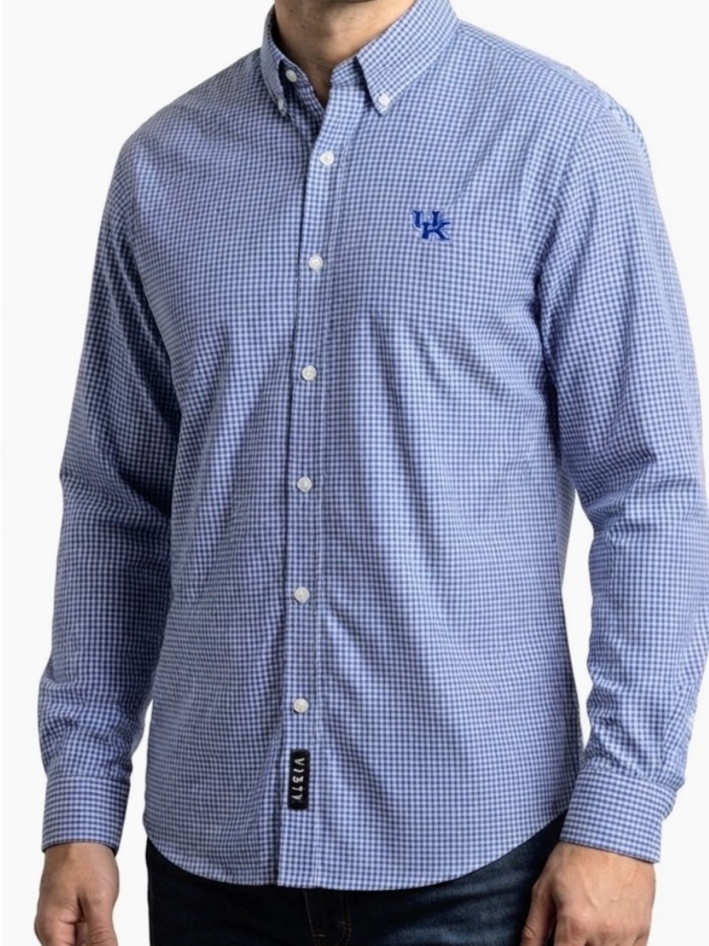 Vesi Sportswear Blue Gingham Button-Down Shirt- University of Kentucky -XXL